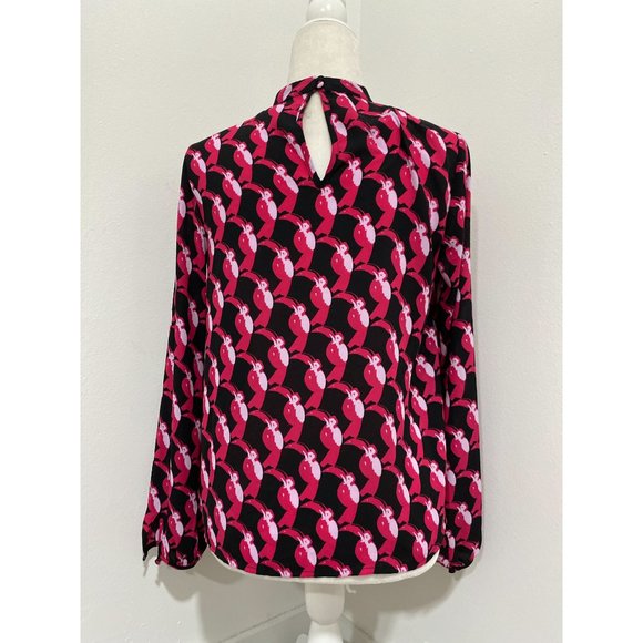 Avec les Filles Pink & Black Animal Print Blouse NWOT Size XS - Picture 5 of 8